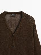 Linen knit cardigan with button details