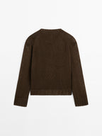 Linen knit cardigan with button details