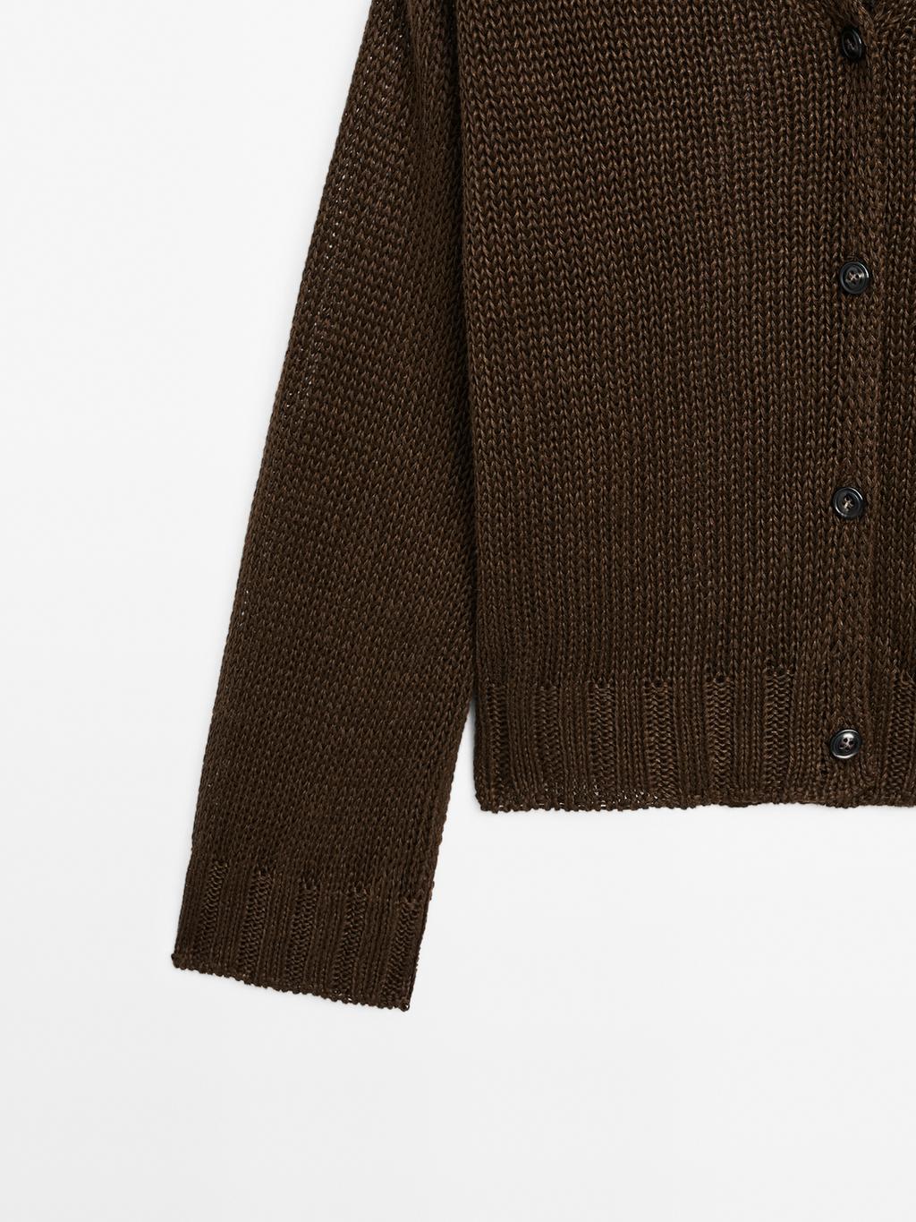 Linen knit cardigan with button details