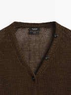 Linen knit cardigan with button details