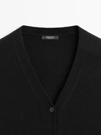 Wool blend V-neck knit cardigan