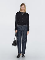 Wool blend V-neck knit cardigan