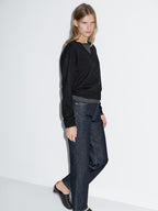 Wool blend V-neck knit cardigan