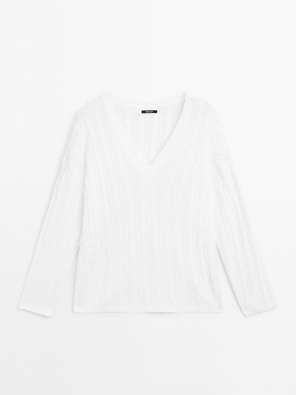 Cotton blend open-knit sweater