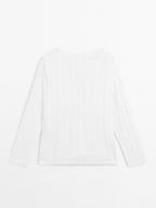 Cotton blend open-knit sweater