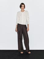 Wool blend knit cardigan with crew neck