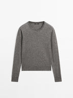 Wool blend knit sweater with crew neck