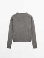 Wool blend knit sweater with crew neck