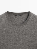 Wool blend knit sweater with crew neck