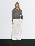 Wool blend knit sweater with crew neck