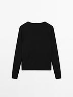 Wool blend V-neck knit sweater