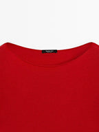 Wool blend boat neck sweater