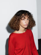 Wool blend boat neck sweater