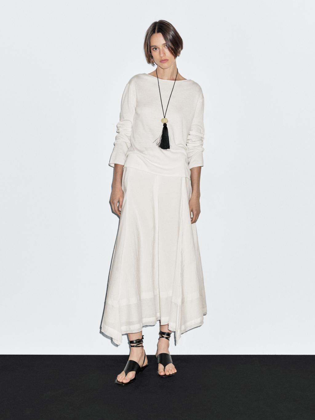 Wool blend boat neck sweater