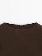 Boat neck knit sweater