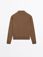 Knit cardigan with mock turtleneck