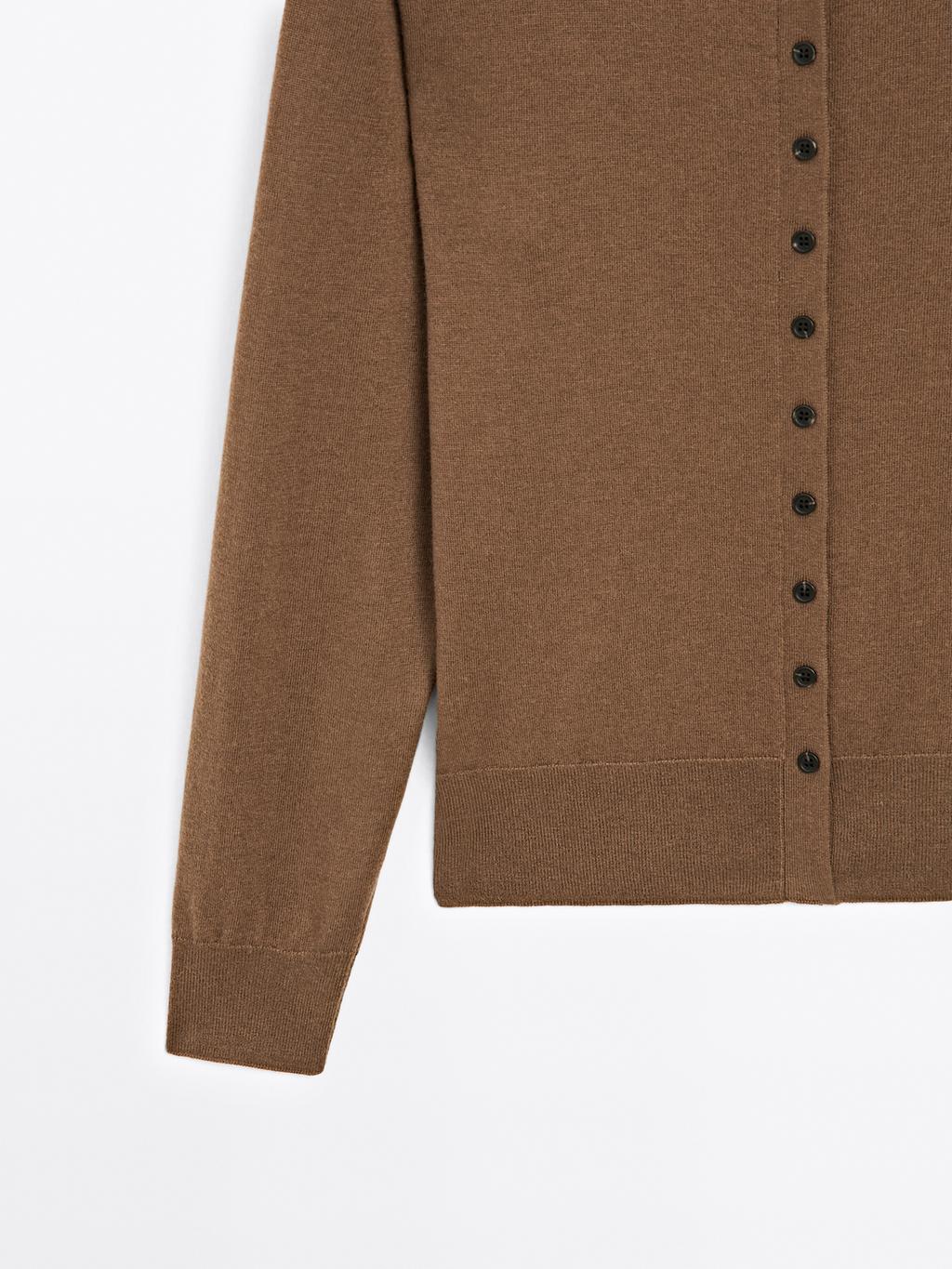 Knit cardigan with mock turtleneck