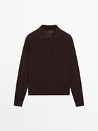 100% wool knit polo sweater