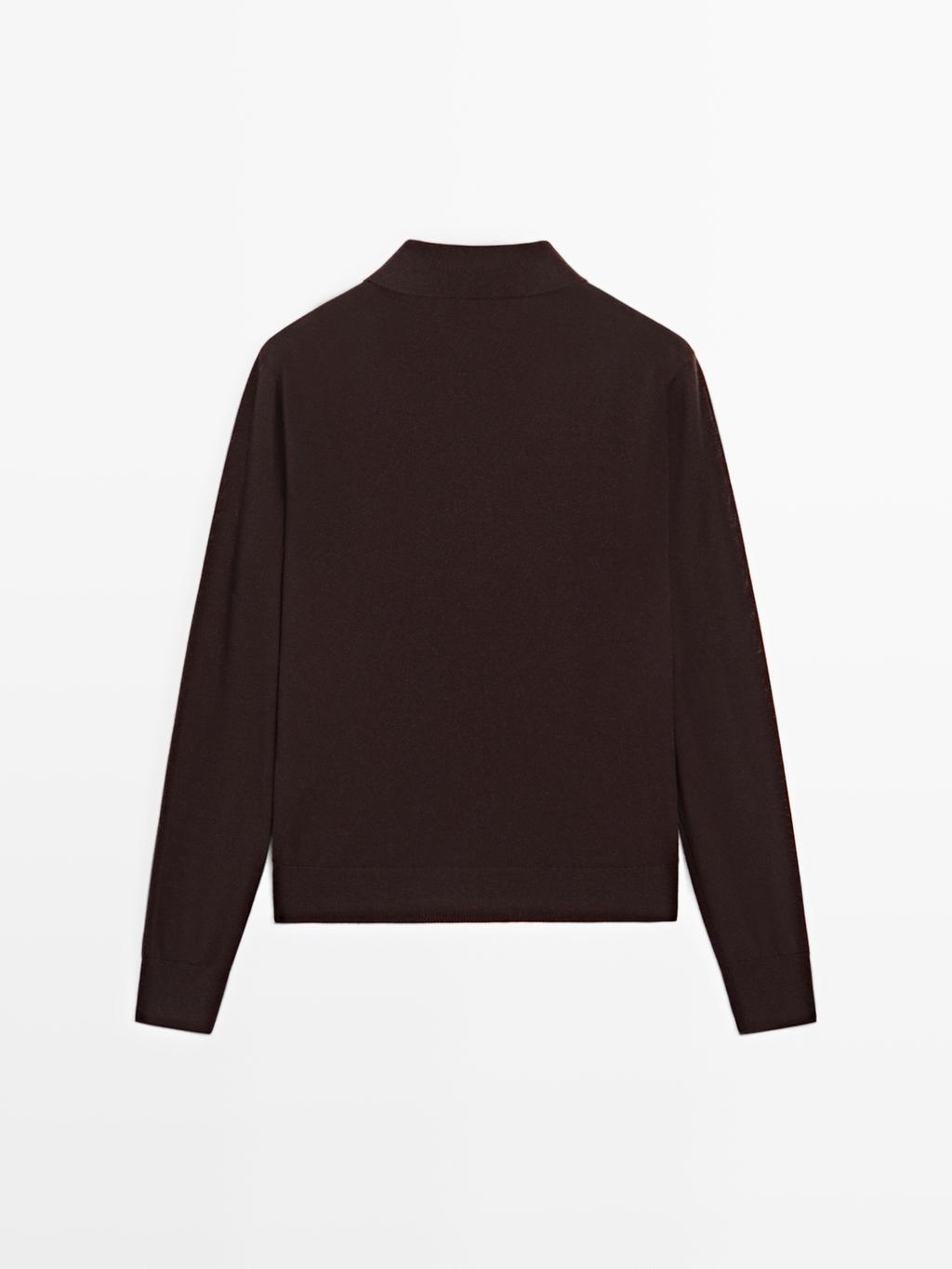 100% wool knit polo sweater