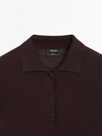 100% wool knit polo sweater