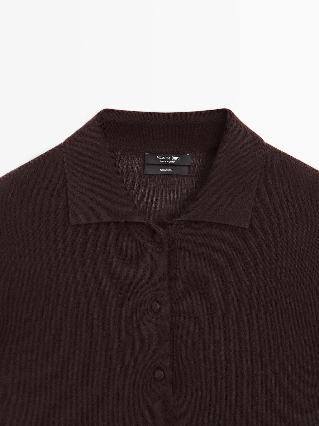 100% wool knit polo sweater