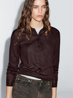 100% wool knit polo sweater