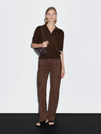 Wool blend cable-knit polo shirt