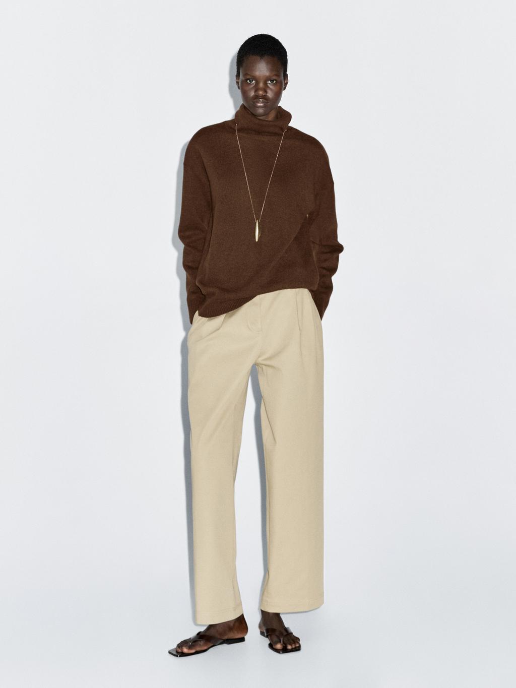 Wool blend knit turtleneck sweater