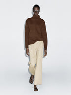 Wool blend knit turtleneck sweater