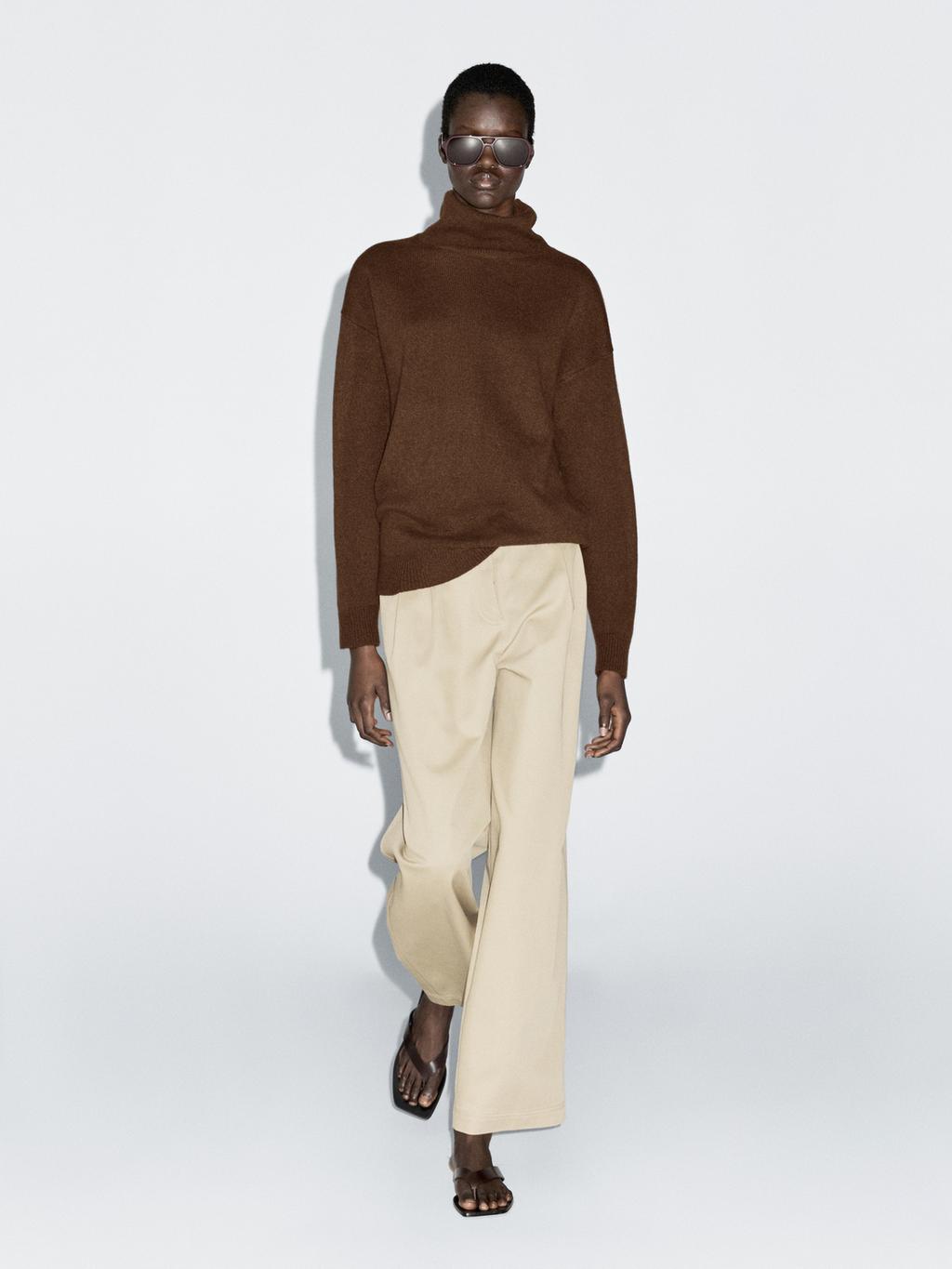 Wool blend knit turtleneck sweater