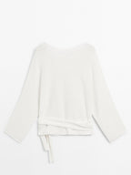 Knit sweater with bow detail