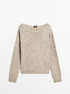 Mouline boat neck knit sweater