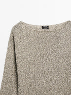Mouline boat neck knit sweater