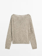 Mouline boat neck knit sweater