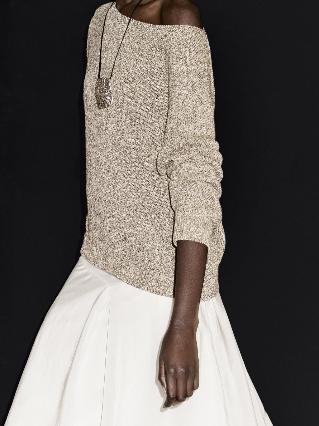 Mouline boat neck knit sweater