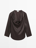 Satin blouse with neckline detail - LIMITED