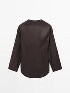 Satin blouse with neckline detail - LIMITED