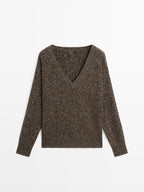 Mouline V-neck knit jumper