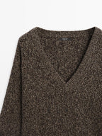 Mouline V-neck knit jumper