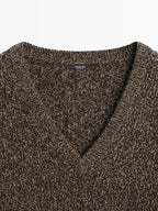 Mouline V-neck knit jumper