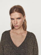 Mouline V-neck knit jumper