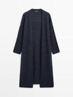 Long brushed alpaca blend cardigan