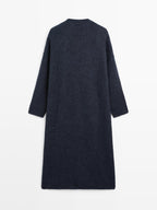 Long brushed alpaca blend cardigan