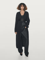 Long brushed alpaca blend cardigan