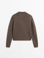 Wool blend cable-knit cardigan