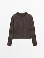 Wool blend cable-knit sweater