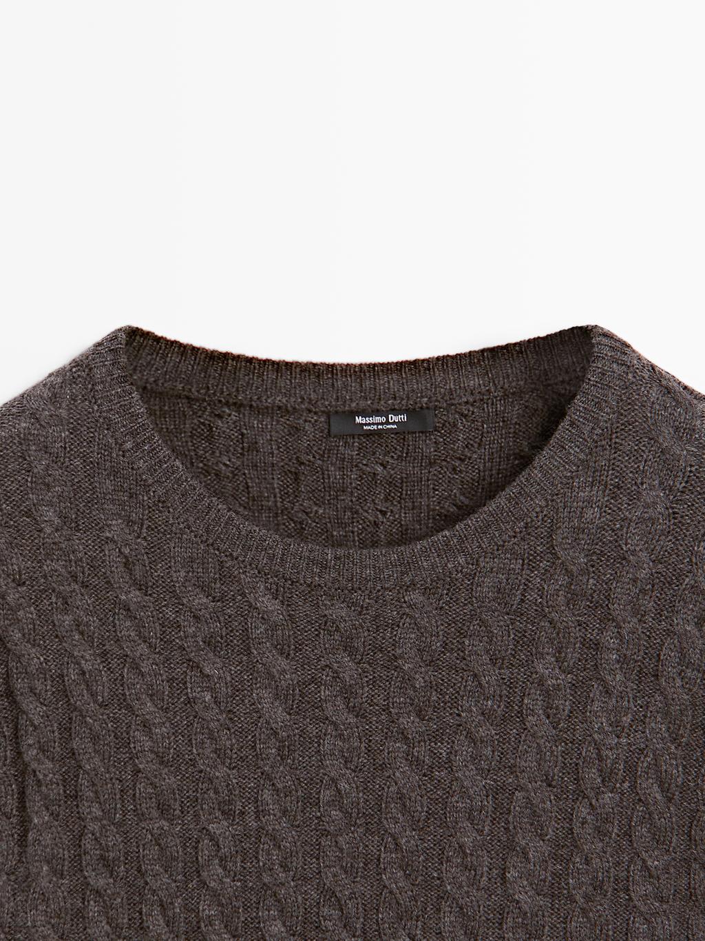 Wool blend cable-knit sweater