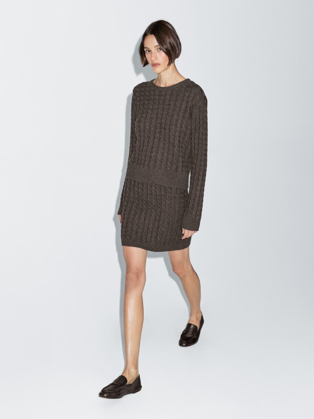 Wool blend cable-knit sweater