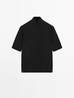 Short sleeve 100% wool knit sweater