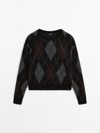 Argyle knit wool and alpaca sweater